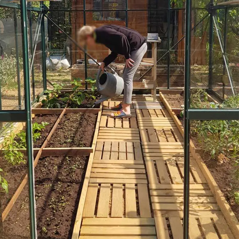 Serre de jardin LAMS Aloé 9,70 m², coloris vert, verre trempé 3 mm