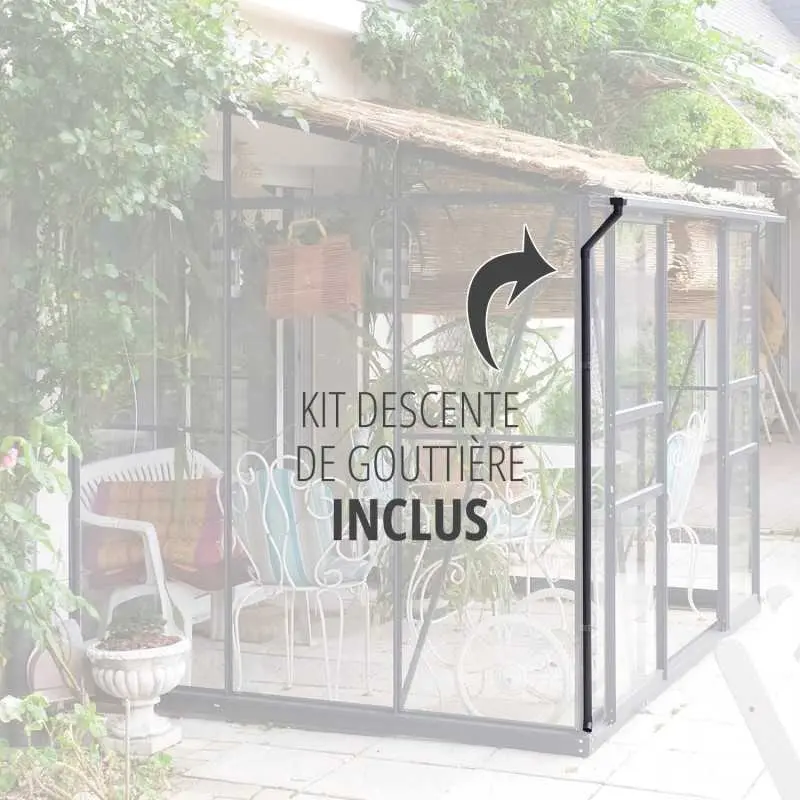 Serre de jardin LAMS Mélissa 0,90 m², descente de gouttière incluse