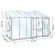 Schéma serre de jardin LAMS Mélissa 7,20 m², verre trempé 3 mm, double porte en façade et porte simple sur le côté gauche