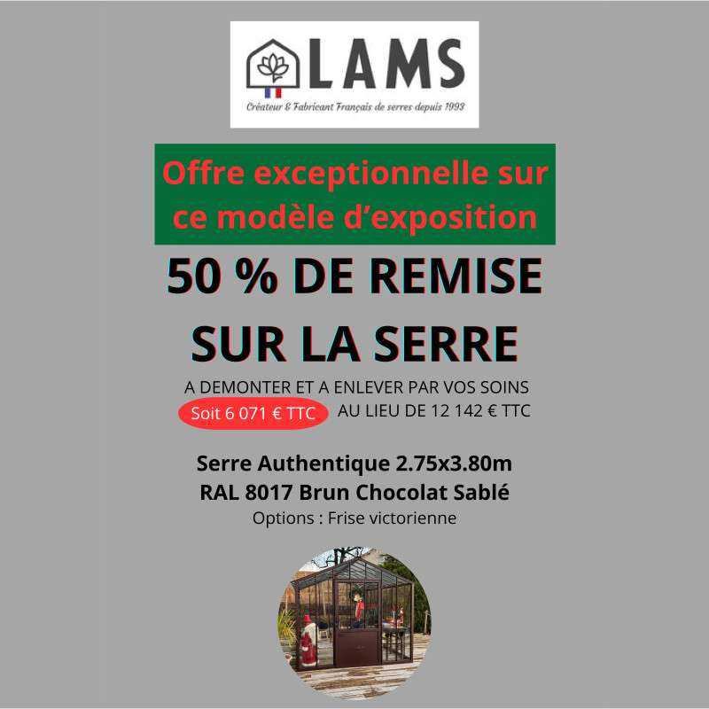 Serre reconditionnée AUTHENTIQUE largeur 2,75 x 3,80 m