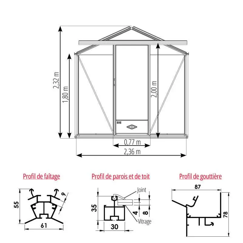 Serre ESSENTIA largeur 2,36 m