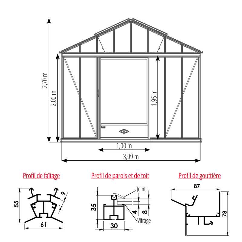 Serre LUXIA Rétro largeur 3,09 m