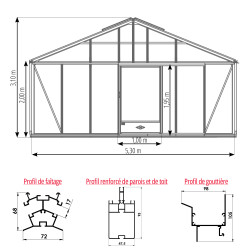 Serre SUPRA largeur 5,30 m