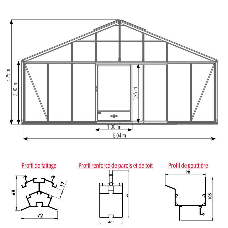 Serre SUPRA largeur 6,04 m