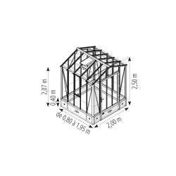 Serre CLASSIQUE largeur 2,00 m sur embase aluminium