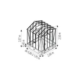 Serre CLASSIQUE largeur 2,00 m sur embase aluminium