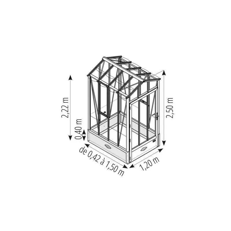 Serre CLASSIQUE largeur 1,20 m sur embase aluminium