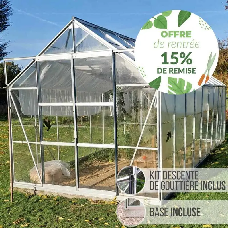 Serre de jardin LAMS Laurus 14,40 m² – Verre trempé