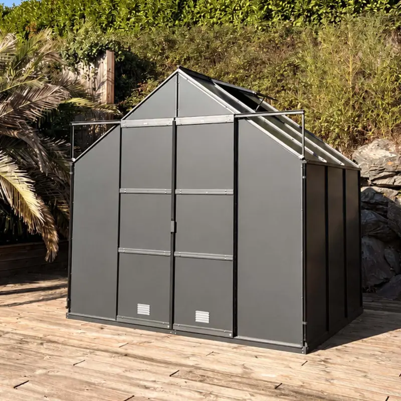 Abri de jardin LAMS Laurus 4,90 m², coloris gris anthracite, panneaux composites 3 mm