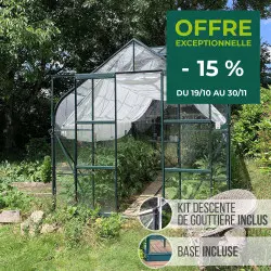Serre de jardin LAMS Aloé 9,70 m² – Verre trempé