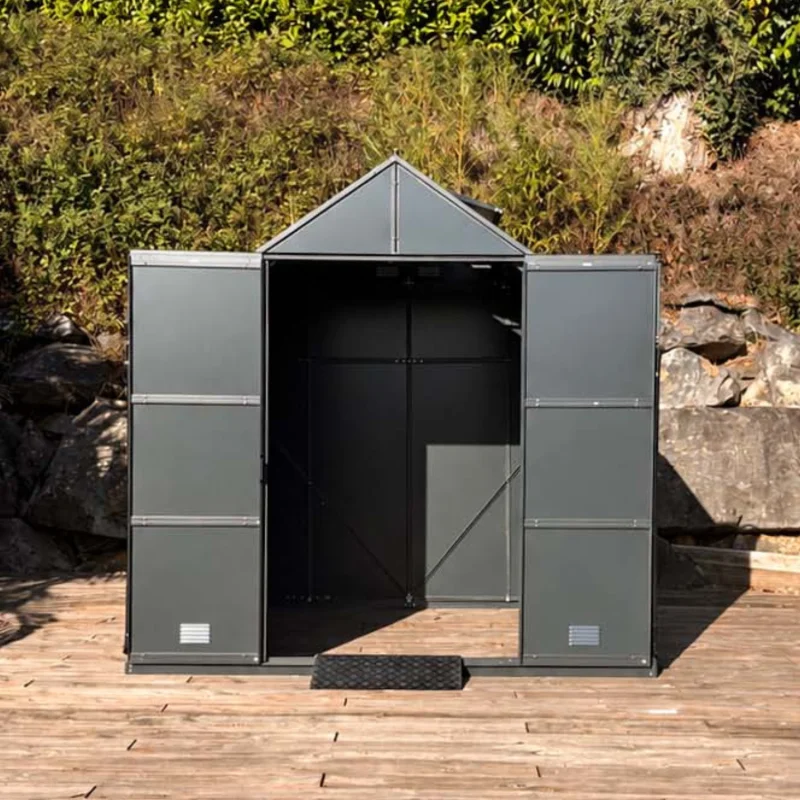 Abri de jardin LAMS Laurus 4,90 m², coloris gris anthracite, panneaux composites 3 mm