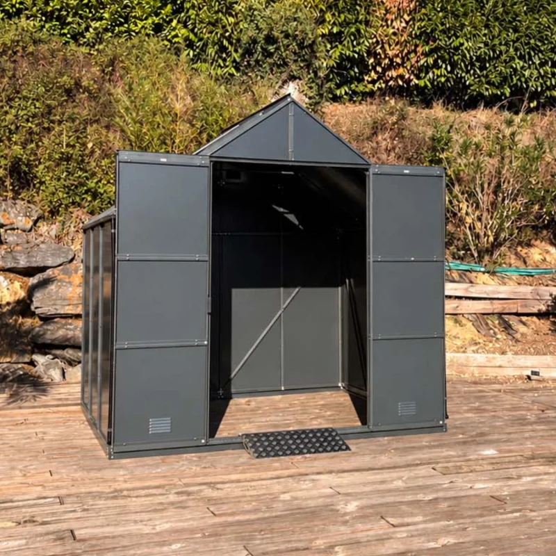 Abri de jardin LAMS Laurus 4,90 m², coloris gris anthracite, panneaux composites 3 mm