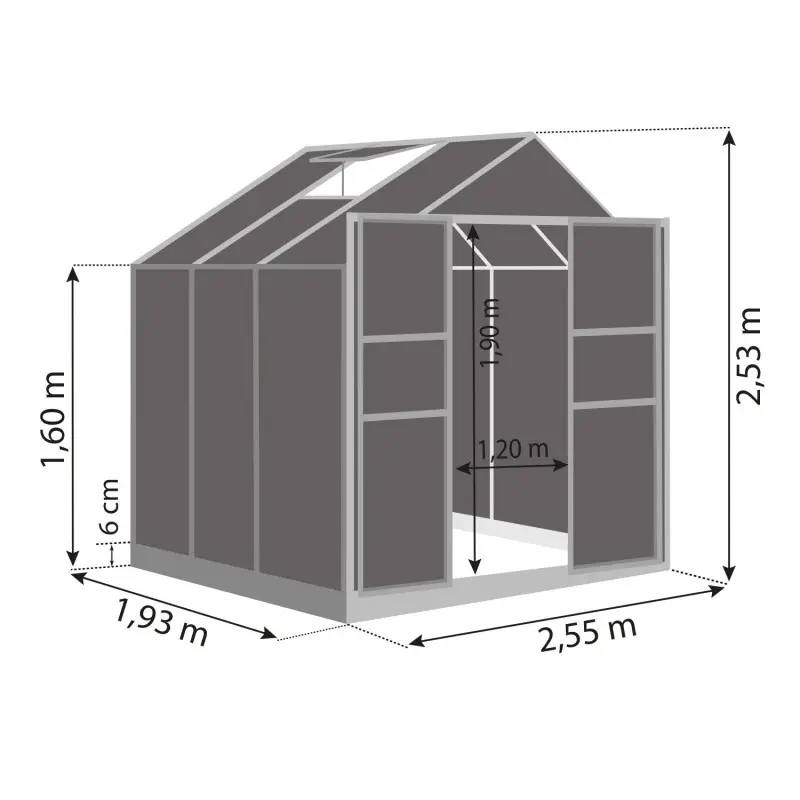 Schéma abri de jardin LAMS Laurus 4,90 m², panneaux composites 3 mm