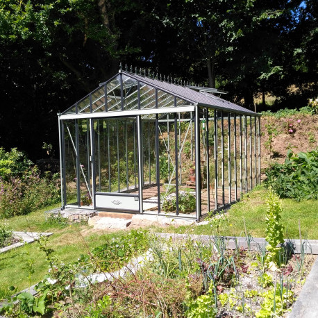 Serre de jardin en verre trempé LUXIA 3,09 x 5,30 m - Aluminium naturel